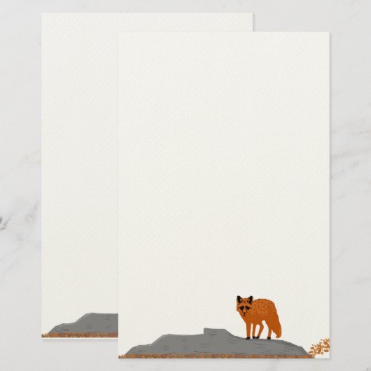 🦊 Fox on the Rock Correspondence Paper Briefpapier (Voorkant / Achterkant)