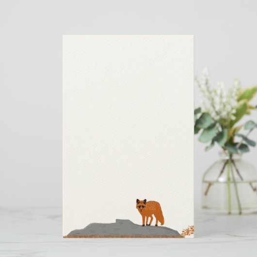 🦊 Fox on the Rock Correspondence Paper Briefpapier (Staand voorkant)