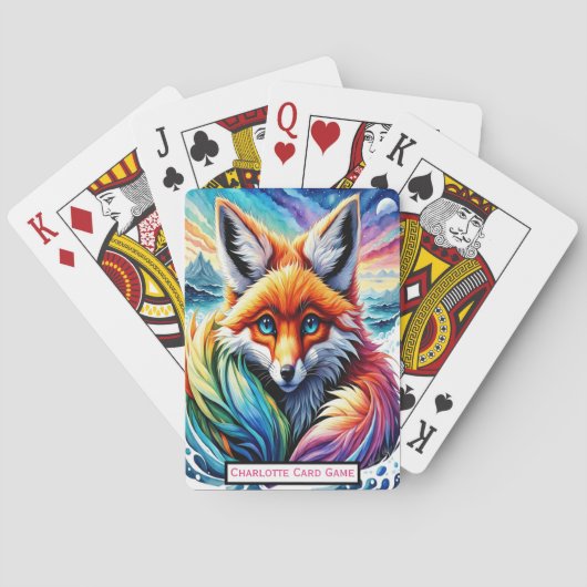 Fox Onder Moonlight Monogram Kinder Match Game Pokerkaarten (Achterkant)