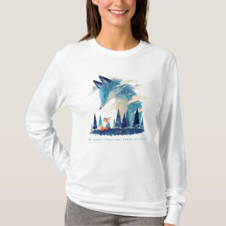 Fox ontmoet kosmische vos geest in sterrenhemel ku t-shirt