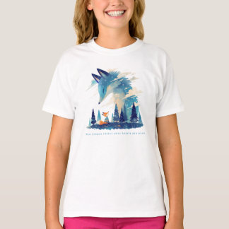 Fox ontmoet kosmische vos geest in sterrenhemel ku t-shirt
