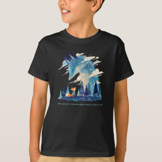 Fox ontmoet kosmische vos geest in sterrenhemel ku t-shirt