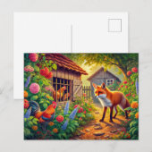 Fox op bezoek bij Chicken Coop Briefkaart (Voorkant / Achterkant)