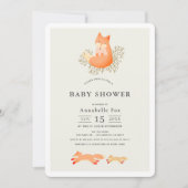 Fox op Branch Beige Baby shower Kaart (Voorkant)