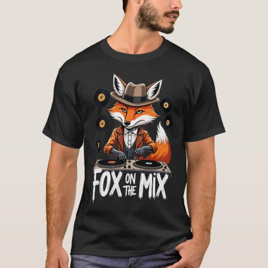 Fox op de Mix Retro DJ T-shirt (Voorkant)