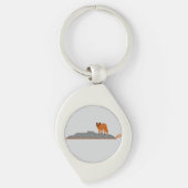 🦊 Fox op de rots Metal Sleutelhanger (Voorkant)