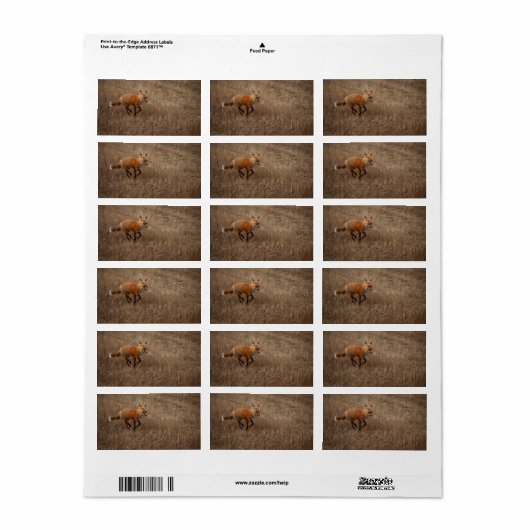 Fox op de run etiket (Full Sheet)