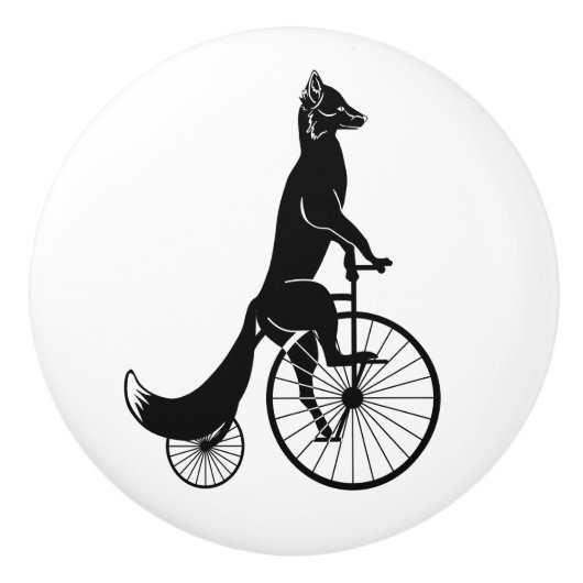 Fox op een Bike Keramische Knop (Voorkant)