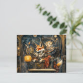 Fox op een Steampunk-preekstoel in een mystieke sc Briefkaart (Staand voorkant)