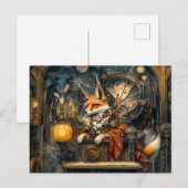 Fox op een Steampunk-preekstoel in een mystieke sc Briefkaart (Voorkant / Achterkant)