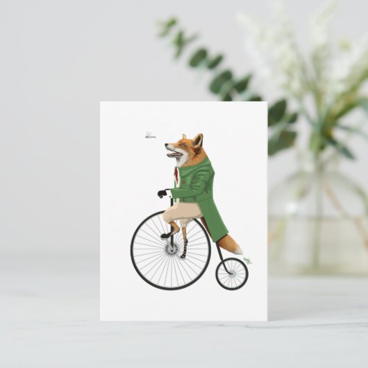 Fox op fiets briefkaart (Staand voorkant)