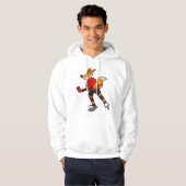 Fox op ijshockey met ijshockeystick hoodie (Voorkant volledig)