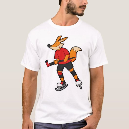 Fox op ijshockey met ijshockeystick t-shirt (Voorkant)