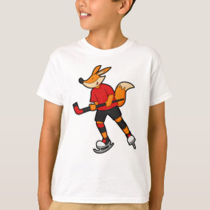 Fox op ijshockey met ijshockeystick t-shirt