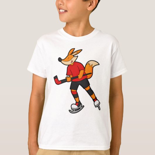 Fox op ijshockey met ijshockeystick t-shirt (Voorkant)
