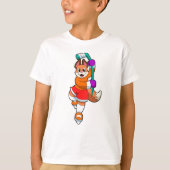 Fox op ijshockey met ijshockeystick t-shirt (Voorkant)