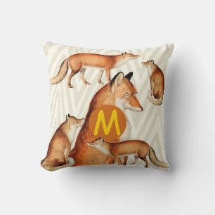 Fox op Oranje Trendy Zig Zag Pattern Kussen