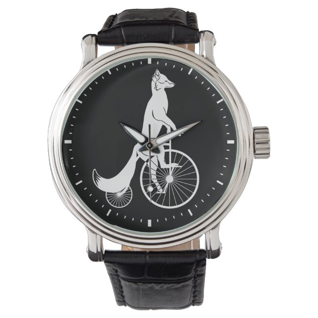 Fox op  Penny Farthing Bike Horloge (Voorkant)