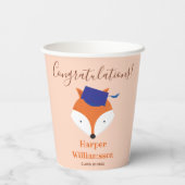 Fox Oranje blauw Kind Afstuderen Papieren Bekers (Achterkant)