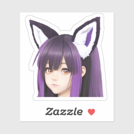 Fox oren op anime meisje sticker (Vel)