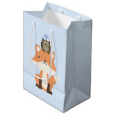 Fox Owl en Bird Blue Medium Cadeauzakje (Voorkant Gekanteld)