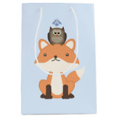 Fox Owl en Bird Blue Medium Cadeauzakje (Voorkant)