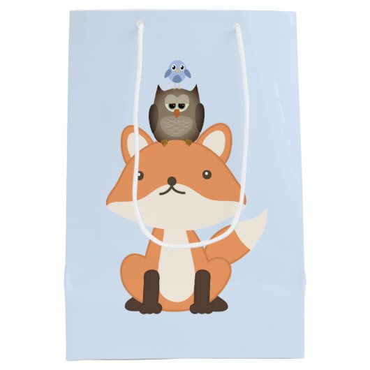 Fox Owl en Bird Blue Medium Cadeauzakje (Achterkant)