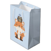 Fox Owl en Bird Blue Medium Cadeauzakje (Achterkant Gekanteld)