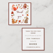 Fox Owl Squirrel & Rabbit Thanksgiving Dank u wel Vierkante Visitekaartje (Voorkant / Achterkant)