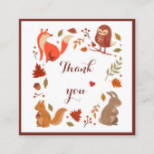 Fox Owl Squirrel & Rabbit Thanksgiving Dank u wel Vierkante Visitekaartje (Voorkant)