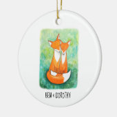 Fox paar cadeautjes eerste kerstmis met maat keramisch ornament (Links)