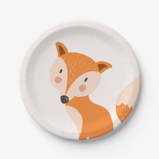 Fox Paper Borden Baby shower Bosdieren Schattige Papieren Bordje (Voorkant)
