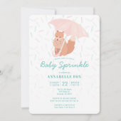 Fox Paraplu Mint Baby Sprinkle Douche Uitnodiging (Voorkant)