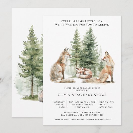 Fox Parents en het Baby Fox Baby shower Kaart (Voorkant / Achterkant)