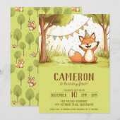 Fox party pet outdoor kind's verjaardag kaart (Voorkant / Achterkant)