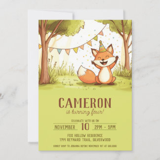 Fox party pet outdoor kind's verjaardag kaart