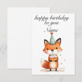 Fox Party verjaardagskaart Kaart (Voorkant / Achterkant)