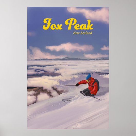 Fox Peak Nieuw-Zeeland Ski Resort Poster (Voorkant)