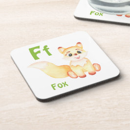 Fox personaliseer ABC: Letter F - Jouw namen toevo Bier Onderzetter