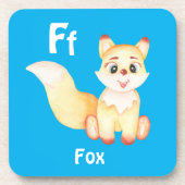 Fox personaliseer ABC: Letter F - Jouw namen toevo Bier Onderzetter (Voorkant)