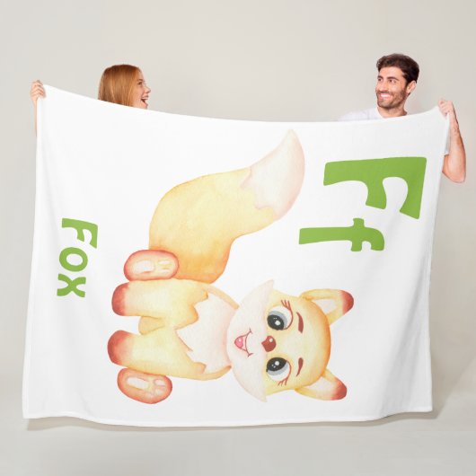 Fox personaliseer ABC: Letter F - Jouw namen toevo Fleece Deken (In situ)