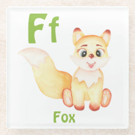 Fox personaliseer ABC: Letter F - Jouw namen toevo Glazen Onderzetter