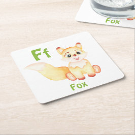 Fox personaliseer ABC: Letter F - Jouw namen toevo Kartonnen Onderzetters