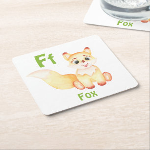 Fox personaliseer ABC: Letter F - Jouw namen toevo Kartonnen Onderzetters