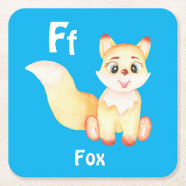 Fox personaliseer ABC: Letter F - Jouw namen toevo Kartonnen Onderzetters