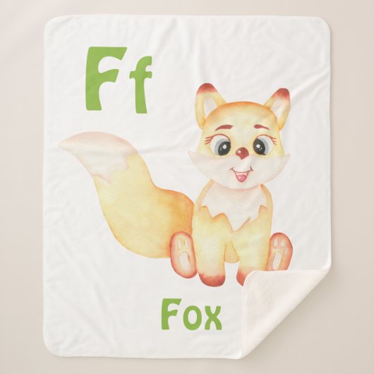 Fox personaliseer ABC: Letter F - Jouw namen toevo Sherpa Deken (Voorkant)