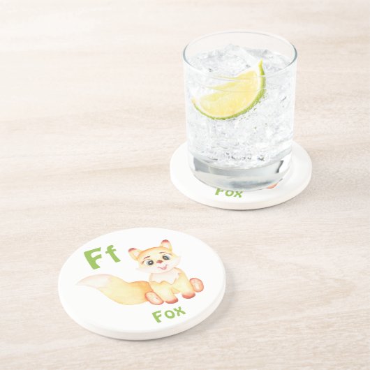 Fox personaliseer ABC: Letter F - Jouw namen toevo Zandsteen Onderzetter (Zijkant)