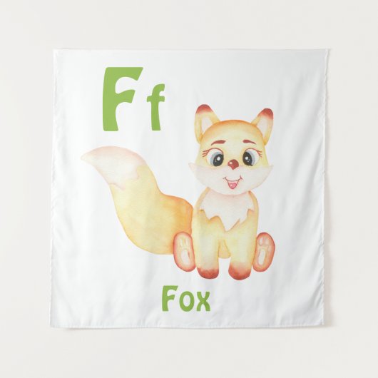 Fox personaliseer ABC: Letter F - Voeg uw naam toe Wandkleed (Voorkant)