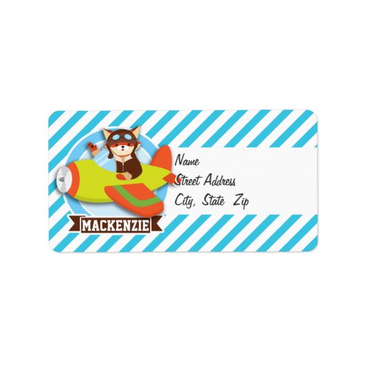 Fox Pilot in Groen & Oranje Vliegtuig; Blauwe Stre Etiket (Voorkant)