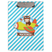 Fox Pilot in Groen & Oranje Vliegtuig; Blauwe Stre Klembord (Voorkant)